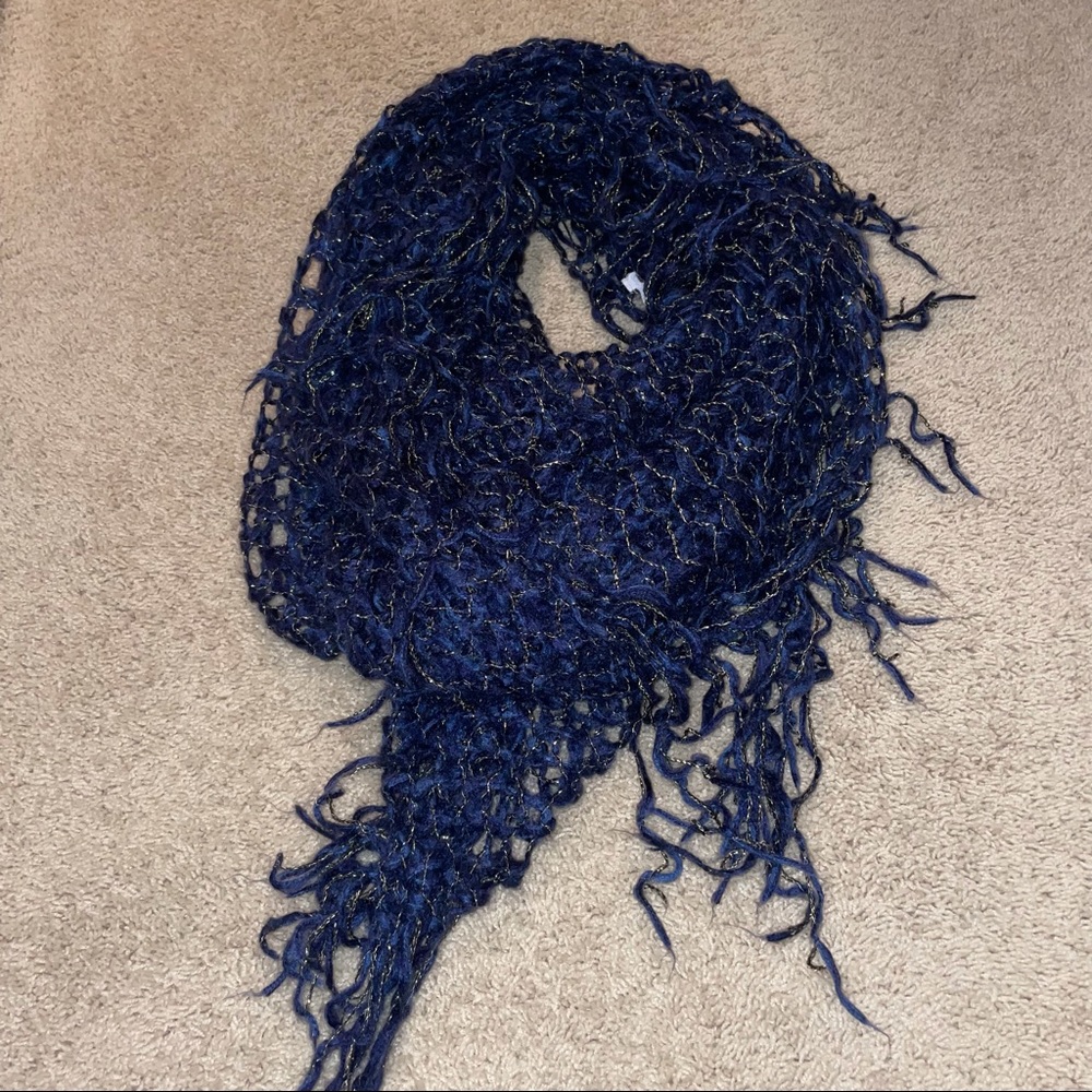 Lightweight Navy and Gold Multi-way Scarf
